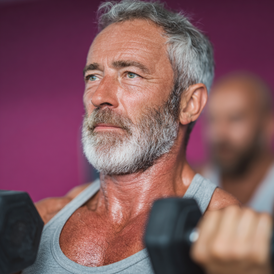 Persoane mature făcând exerciții de fitness